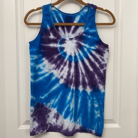 Paperbacks Hand Dyed Tie Dye Tank Top Purple Blue Unisex Size Small - Picture 4 of 4